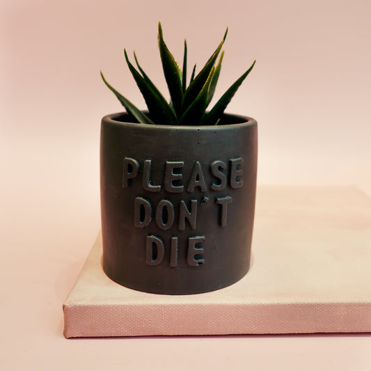 Posoda za rastline "Please don't die - črna", M Design Home